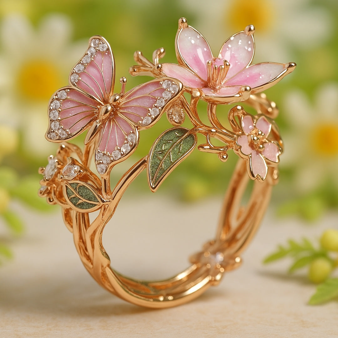 Butterfly Garden Zirconia Ring